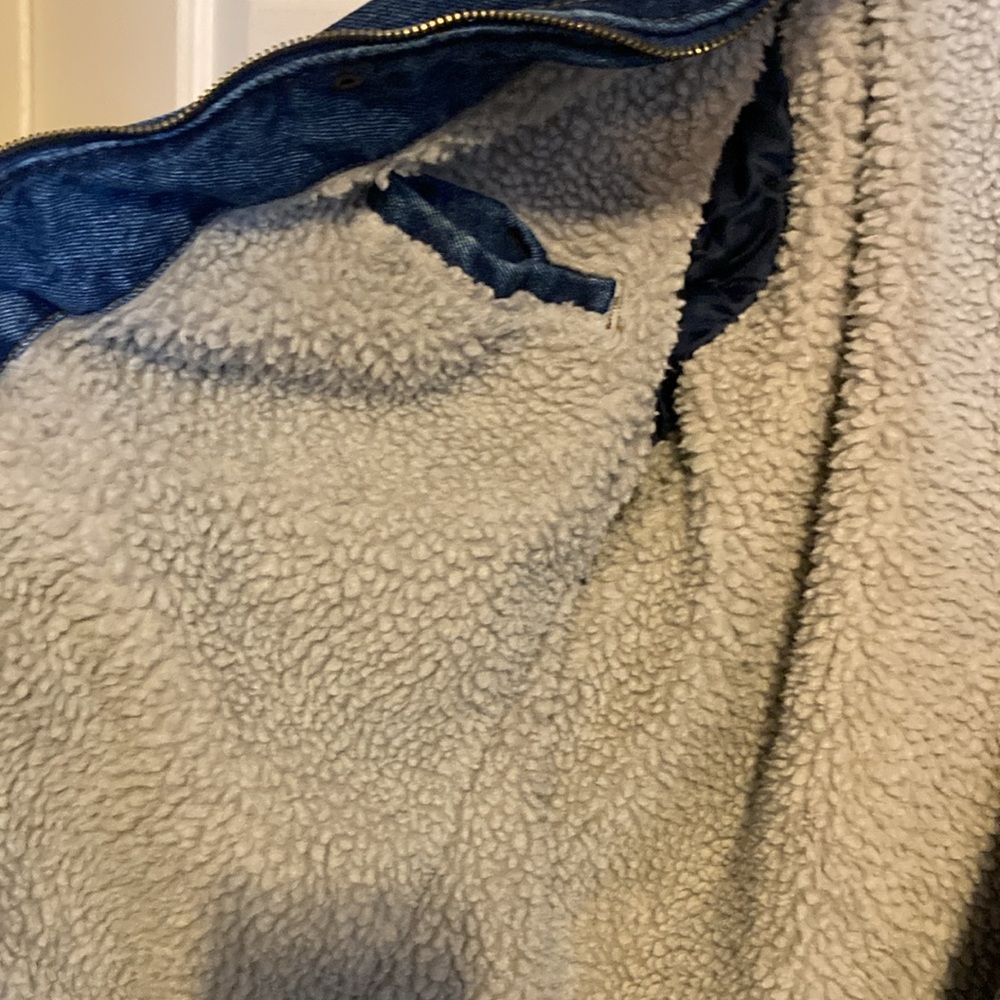 Wrangler Blue Denim Jacket with Brown Collar - Picture 8 of 13